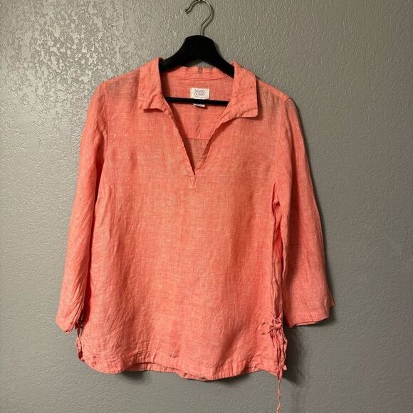 Sigrid Olsen 100% Linen Popover Blouse Top Size Small - Picture 1 of 5